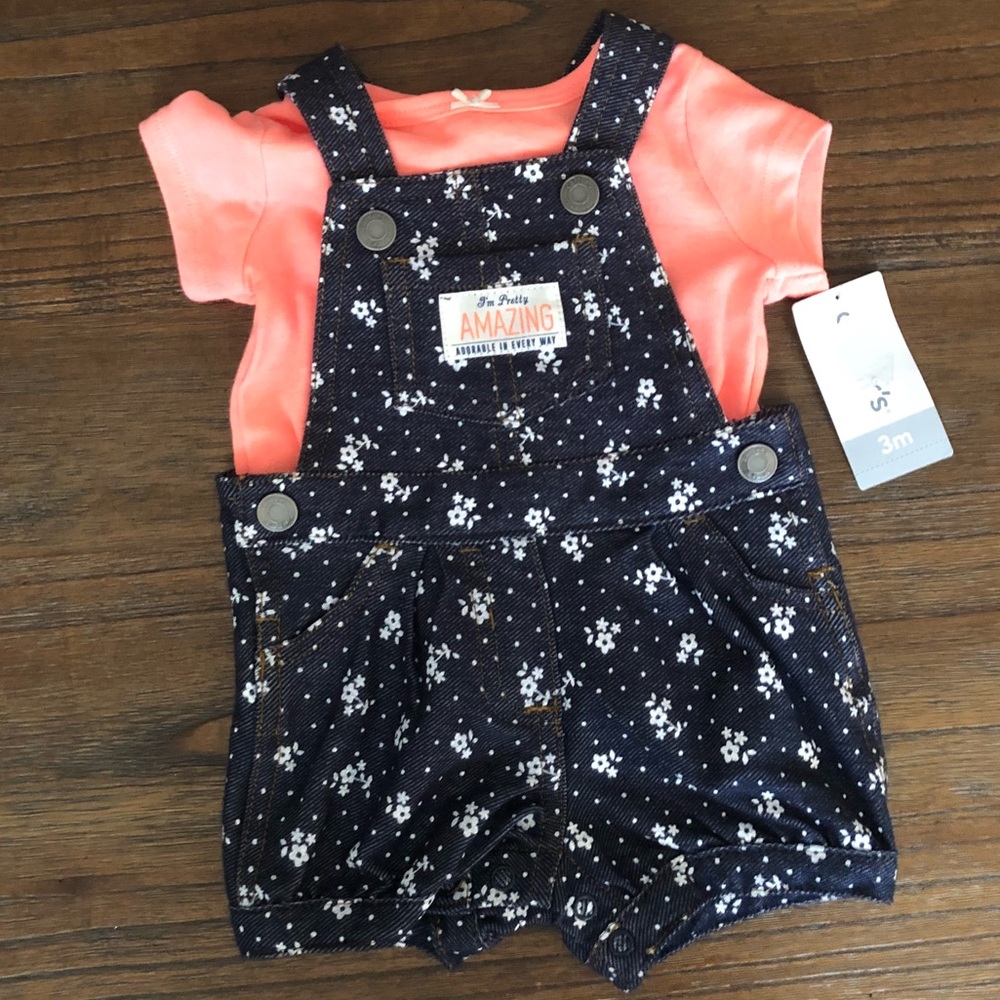 3 month Carter’s overall and shirt set NWT!!
